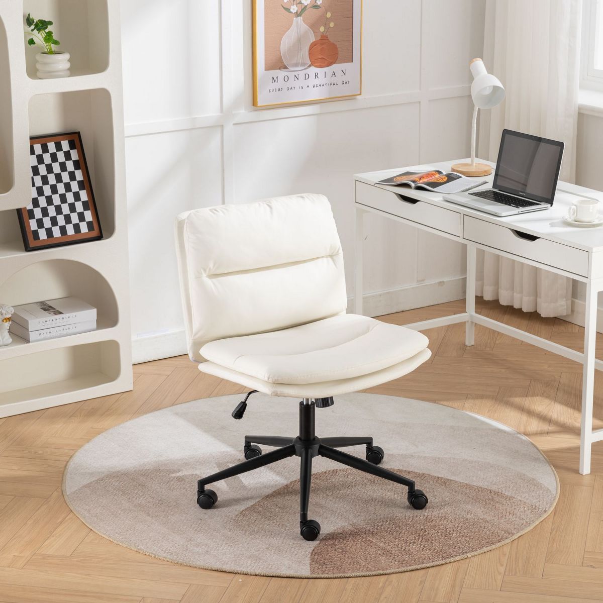 Contemporary Adjustable Swivel Criss-Cross Chair, Wide Seat Office Chair Vanity Chair, Adjustable... | Target