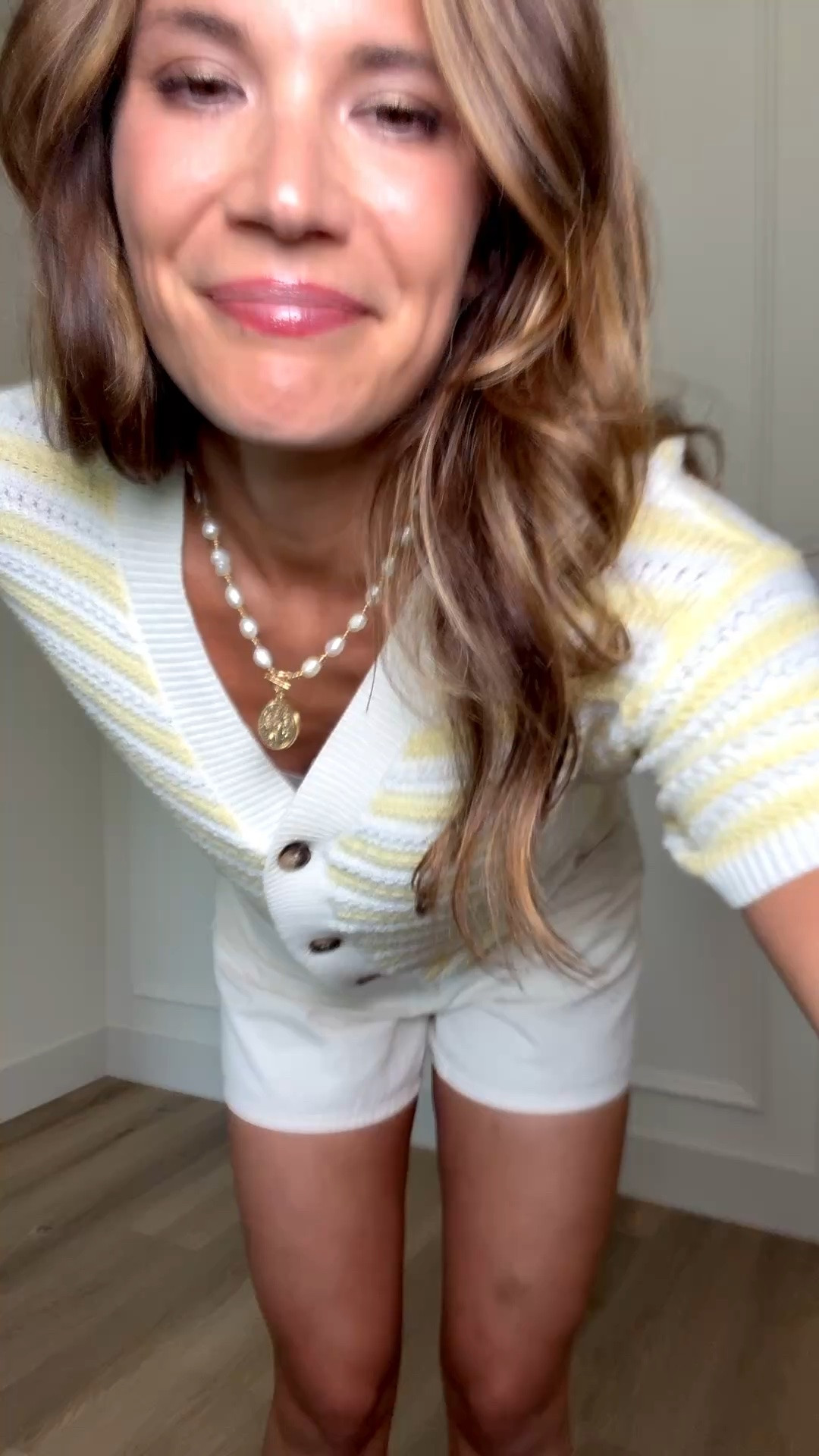 This striped cardigan style top is such a cute summer staple. The soft yellow and white stripes feel fresh for the season, and the button front gives it that elevated look while still being easy and comfortable for everyday wear. Paired with white shorts and sandals, it’s the kind of outfit you’ll reach for all summer long.

Yellow striped cardigan, Summer cardigan top, White shorts outfit, Casual summer style, Coastal inspired outfit, Everyday summer fashion, Vacation outfit idea, Lightweight knit top, Button front cardigan, Chic casual outfit, Warm weather style, Summer wardrobe staple, StangandCo

#LTKSeasonal #LTKootd #LTKTall