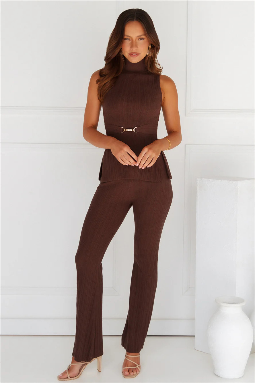 Star Power Ribbed Pants Brown | Hello Molly (US)