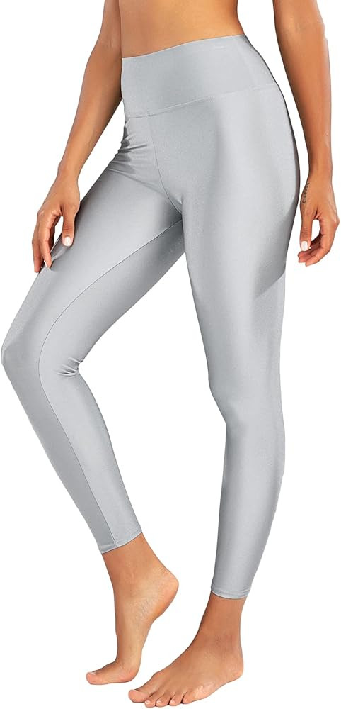 Romastory Women's Elastic Shiny Leggings Pants High Waisted Shining Sports Workout Leggings Tights | Amazon (US)