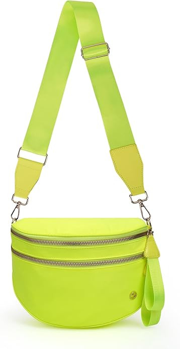 Spacious Crossbody Bag Nylon Bum Bag for Women Fanny Packs Handbags with Adjustable Straps | Amazon (US)