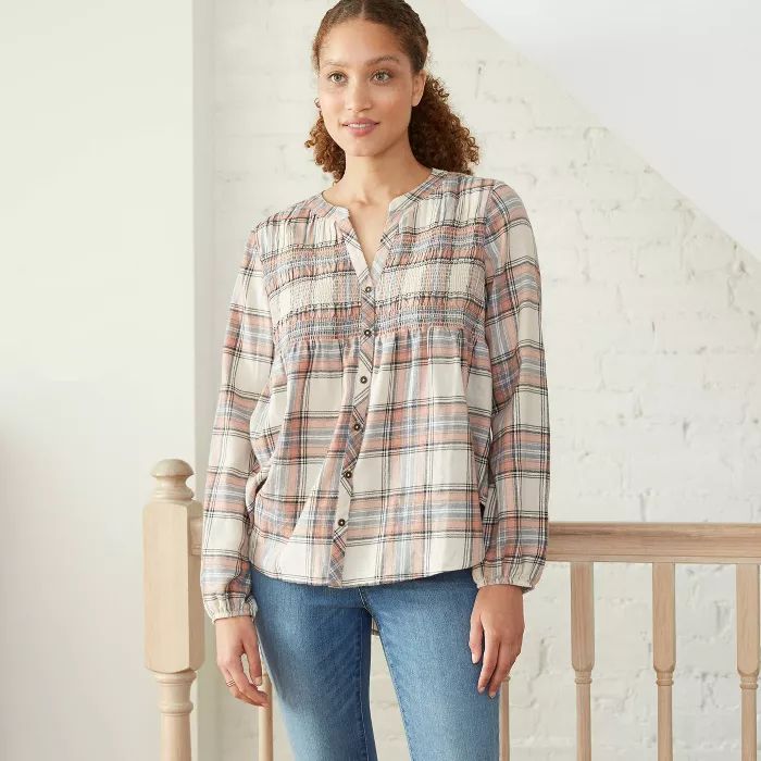 Women's Plaid Long Sleeve Button-Down Shirt - Knox Rose™ | Target
