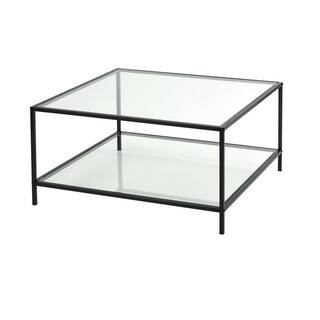 FurnitureR Hudd 13.4 in. Clear Glass Square Coffee Table | The Home Depot
