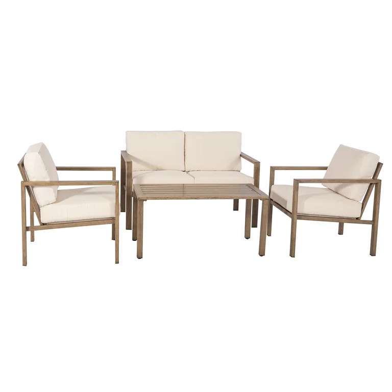 Mainstays Dashwood 4-Piece Outdoor Patio Conversation Set, Seats 4, Creme | Walmart (US)