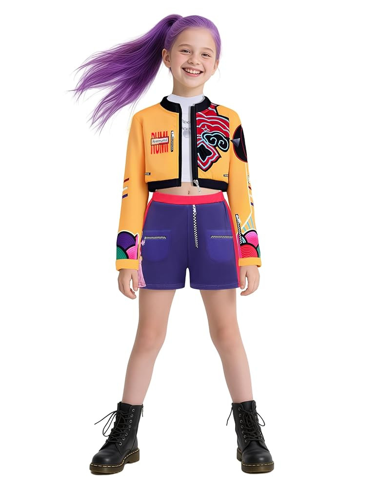 Girls Demon Pop Singer Hunters Costume 3-14 Years Stage Dance Idol Cosplay Outfit, Kids Halloween... | Amazon (US)