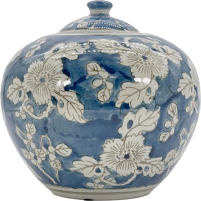 Galt International 8" Blue and White Floral Chinoiserie Jar w/Lid- Ginger Jar, Tea Storage, Decor... | Amazon (US)