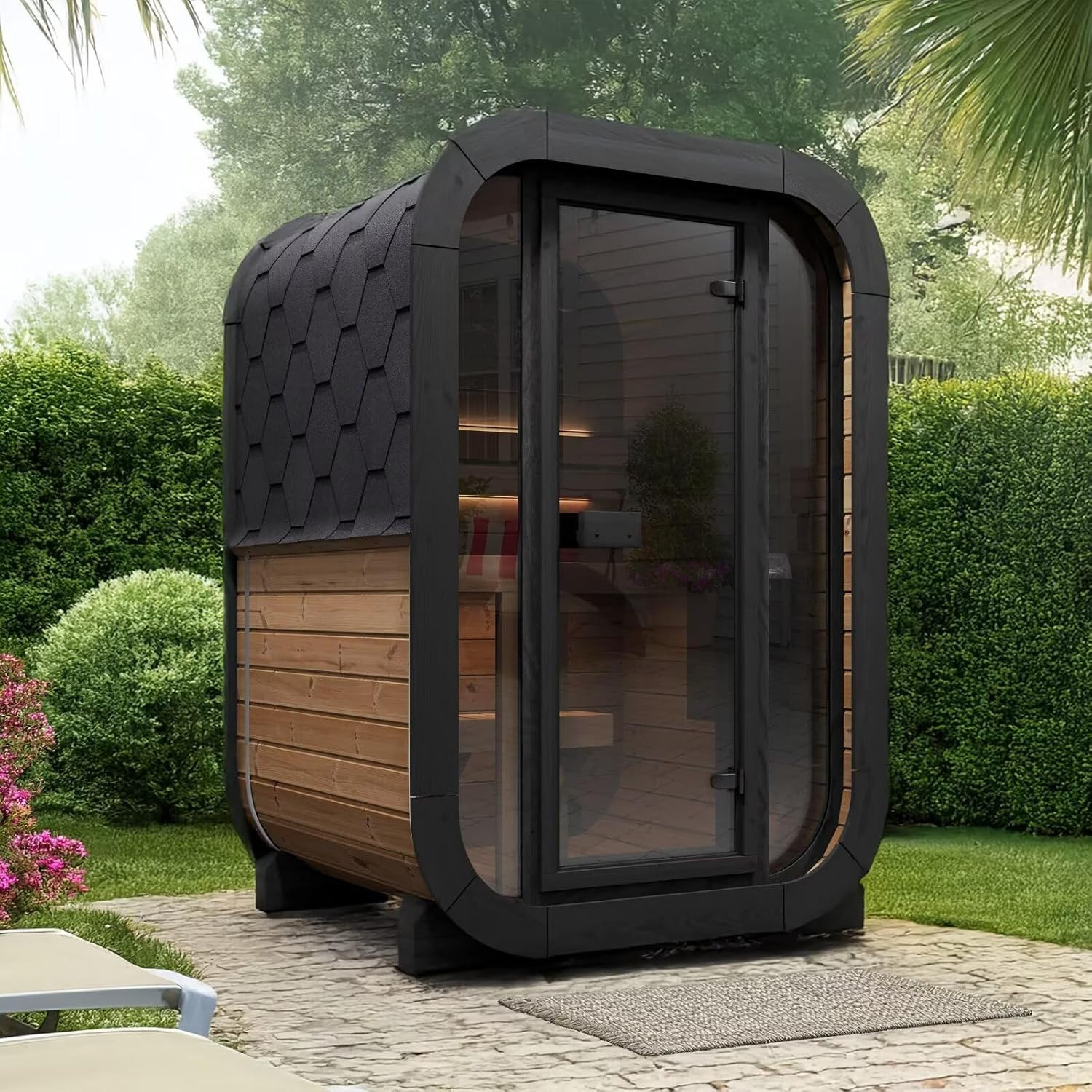 Customize Outdoor Cube Sauna Rooms,2-10 Person Canadian Cedar Steam Barrel Saunas,Customization of Size, Color, Front and Rear Windows, roof, Porch, Heater, Interior, etc | Amazon (US)
