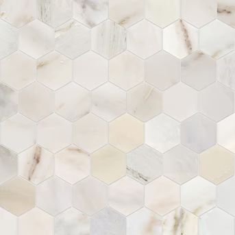 Satori Bianco Perla 12-in x 12-in Polished Natural Stone Marble Hexagon Stone Look Floor and Wall... | Lowe's