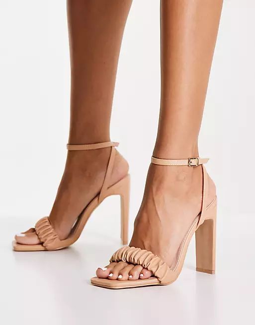 RAID Waverly ruched heeled sandal in beige | ASOS (Global)