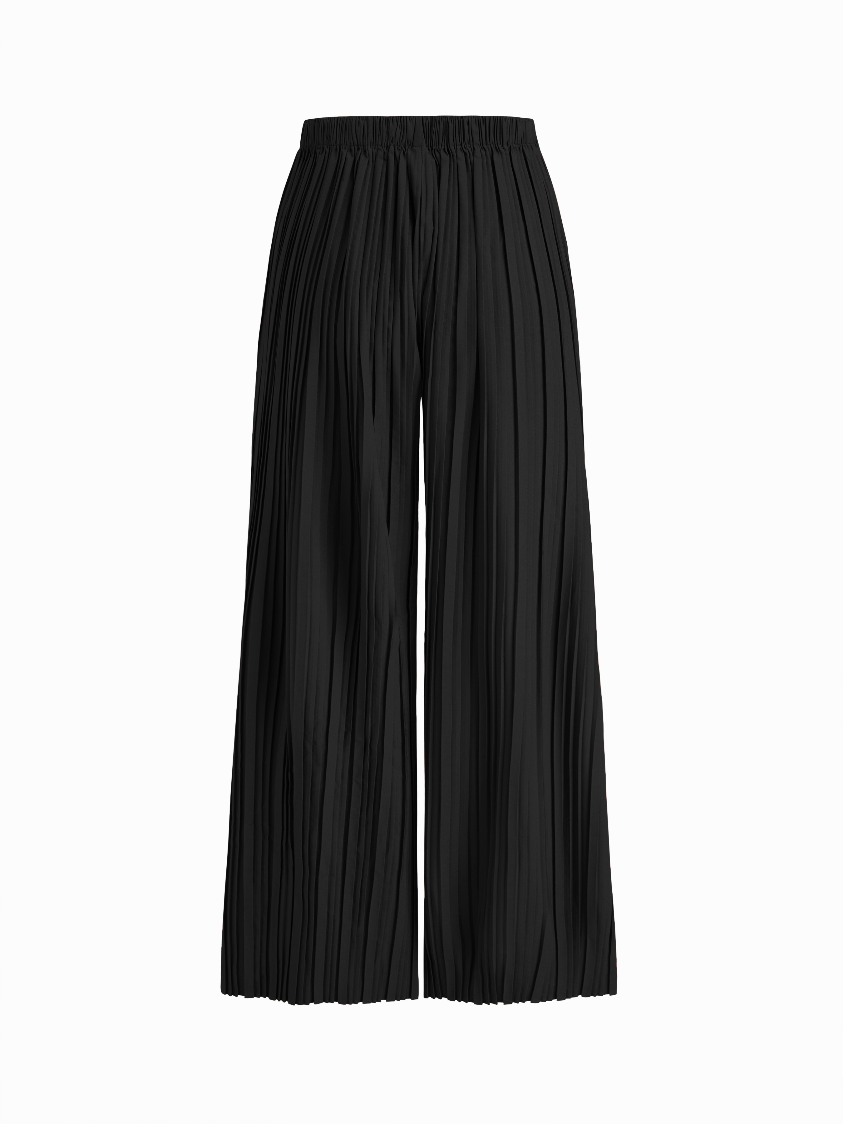 Woven Mid Rise Elastic Waist Pleated Wide Leg Trousers For Daily Casual Work | Cider