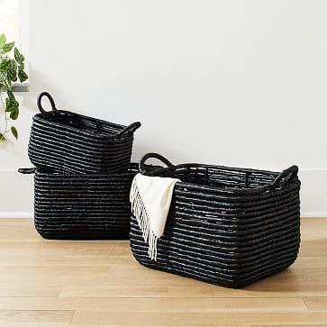 Woven Seagrass Baskets - Black | West Elm (US)