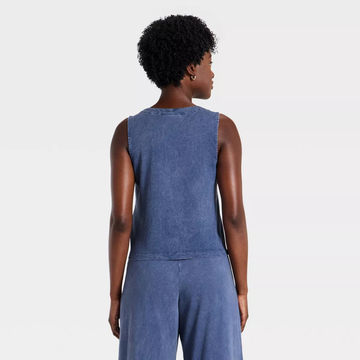 Women's Button-Front Jersey Tank Top - Universal Thread™ Navy Blue S | Target