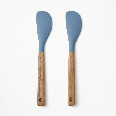 2pk Acacia Wood/Silicone Mini Spatula Set - Figmint™ | Target