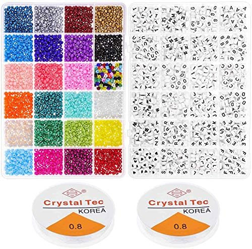 Beads for Bracelets, Cridoz 2800 Pcs 4mm Small Pony Beads with 1200 Pcs Alphabet Letter Beads for... | Amazon (US)