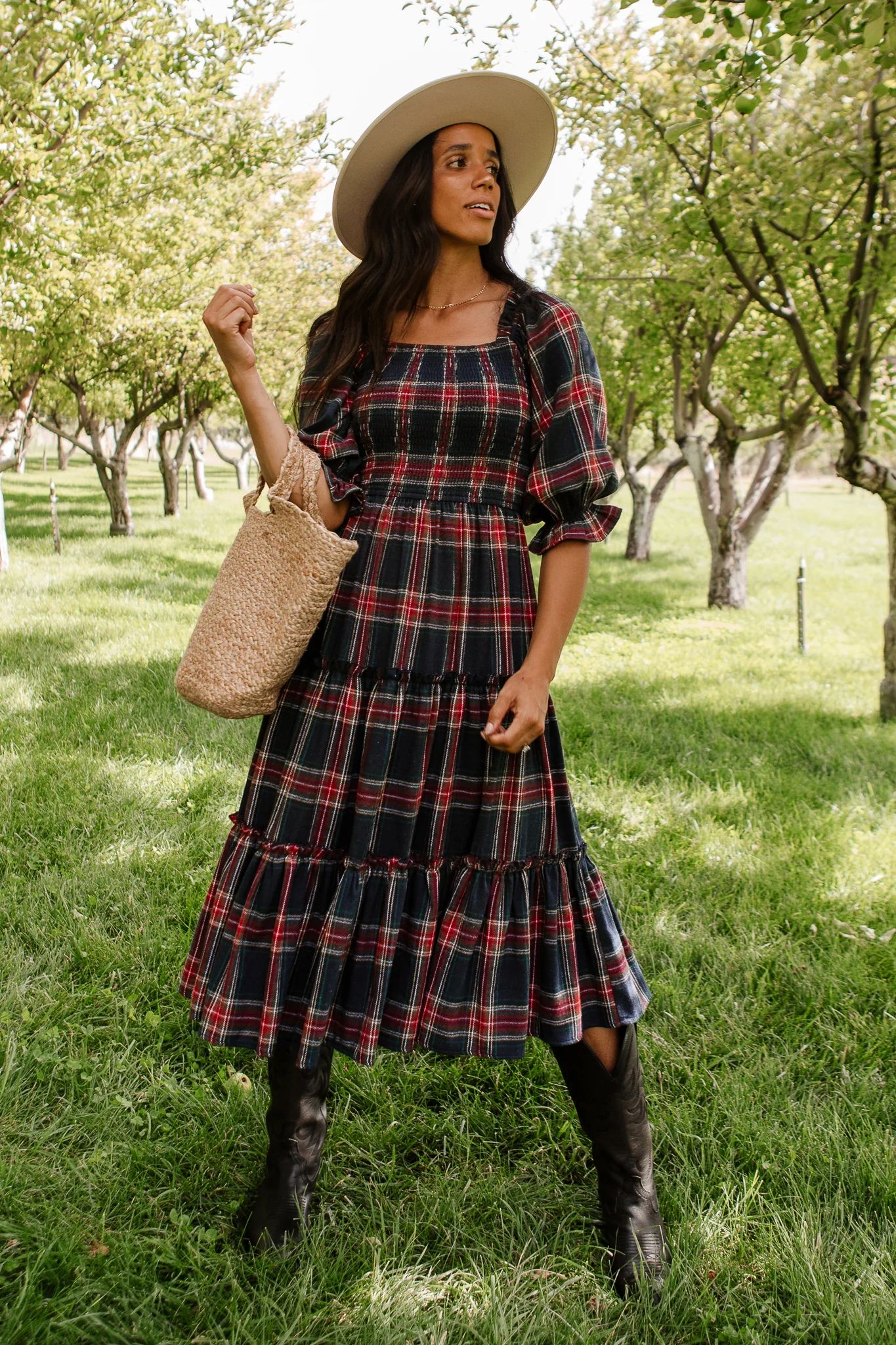 Madeline Dress in Navy Plaid - FINAL SALE | Ivy City Co