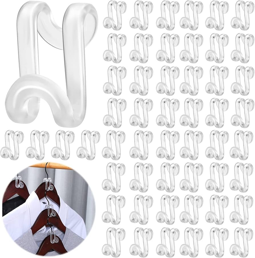 Unittype 100 Pcs Transparent Plastic Clothes Hanger Connector Hooks, Heavy Duty, Space Saving, Ca... | Amazon (US)