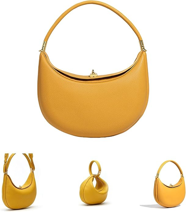 GSenhui Leather Crescent Bag for Women Half Moon Bag Clutch Bag Crescent Shoulder Bag with Adjust... | Amazon (UK)