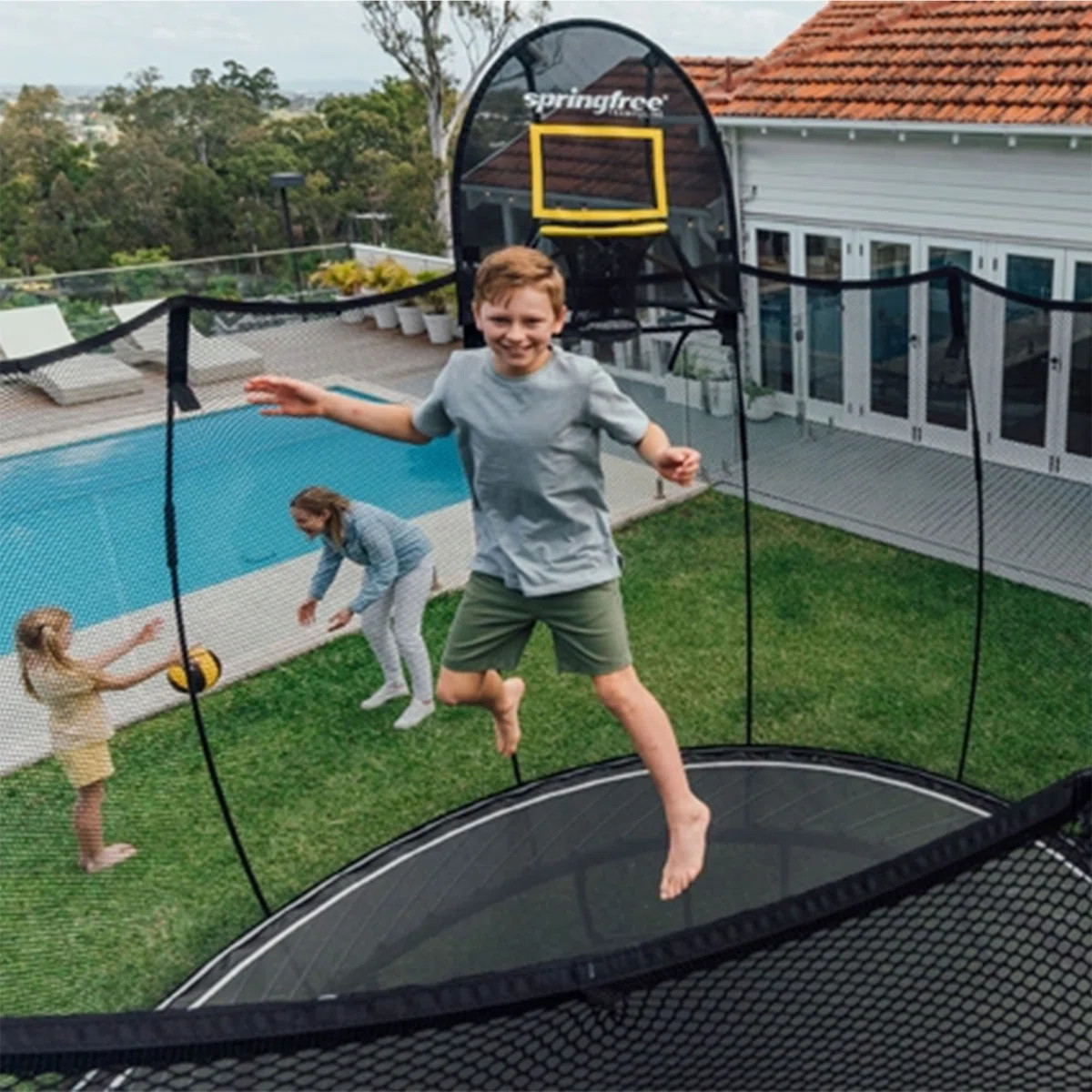 Springfree Trampoline Kids Outdoor Large Oval 8 x 13' Trampoline with Enclosure | Wayfair North America