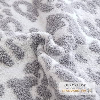 MH MYLUNE HOME Ultra Soft Micro Plush White Grey Leopard Blanket (51x63 inches) Warm Reversible C... | Amazon (US)