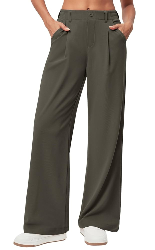 Ewedoos Wide Leg Pants Woman Stretchy Work Dress Pants Women Pull on Business Casual Slacks Trous... | Amazon (US)