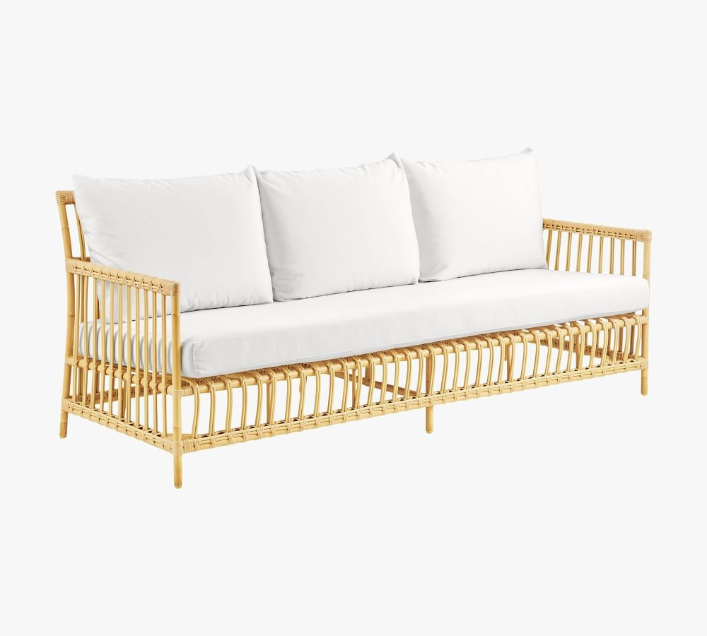 Caroline Alu-Rattan 78" Sofa with Cushion | Pottery Barn (US)