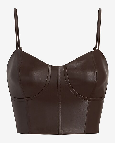 Body Contour Faux Leather Corset Cropped Top | Express