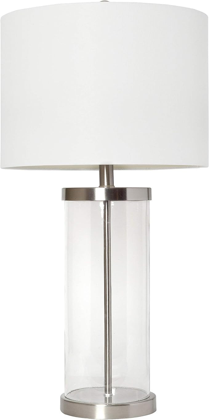 Elegant Designs LT3323-BSN Modern Coastal Style Enclosed Clear Glass Metal Table Lamp, Brushed Ni... | Amazon (US)