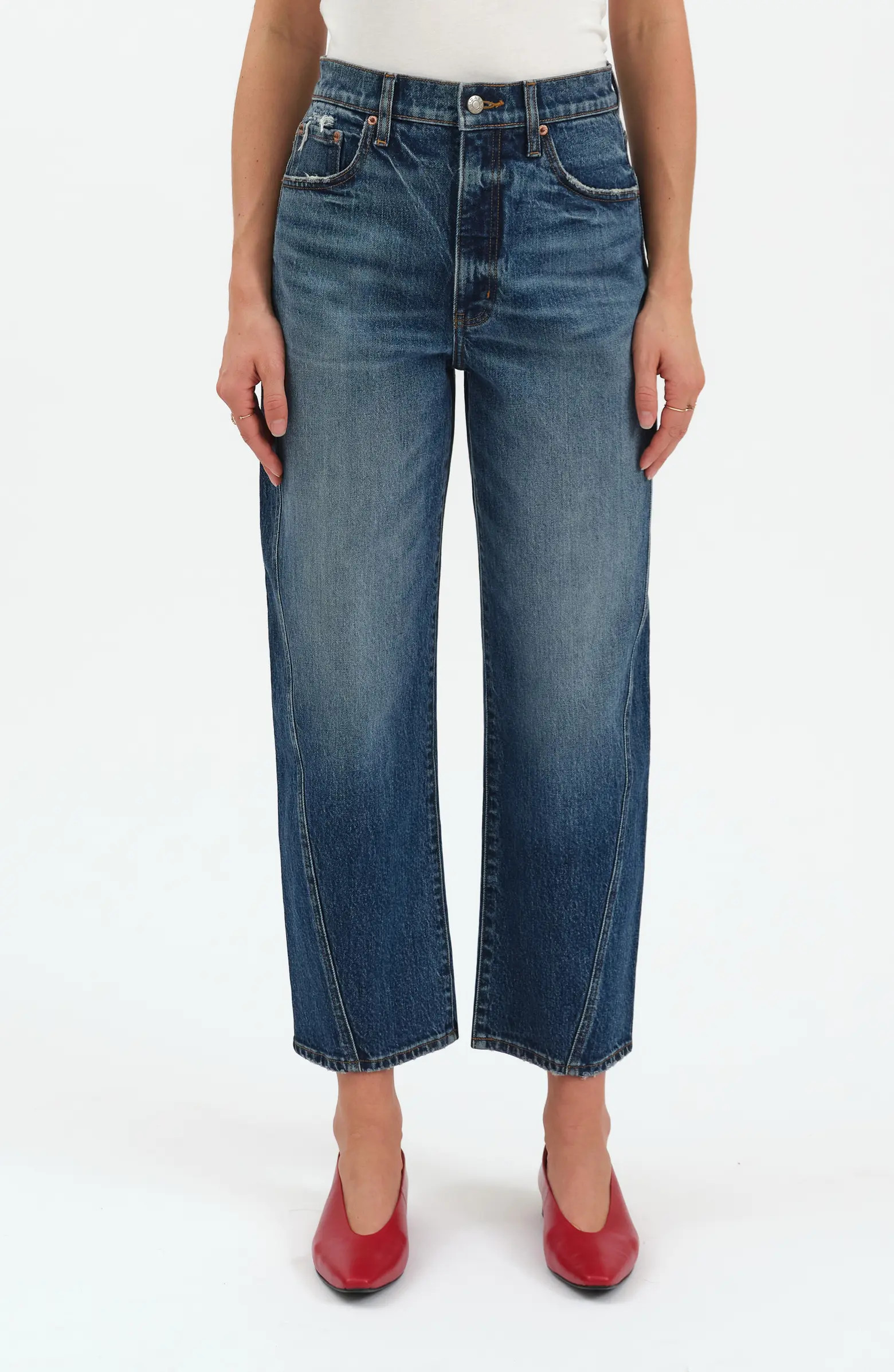Westward High Waist Ankle Barrel Leg Jeans | Nordstrom
