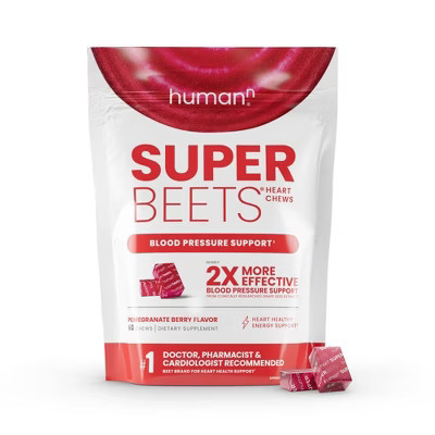 SuperBeets Heart Chews Vegan for Blood Pressure Support & Heart Health - Pomegranate Berry - 60ct | Target