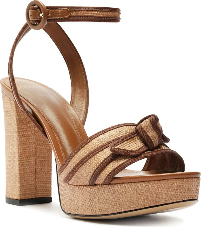 Alexandre Birman Clarita Bow Grosgrain Raffia Platform Sandal (Women) | Nordstrom | Nordstrom