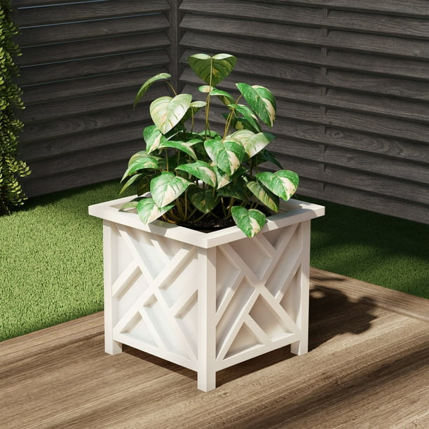 Plant Pot Holder, Planter Container Box by Pure Garden, White - Walmart.com | Walmart (US)