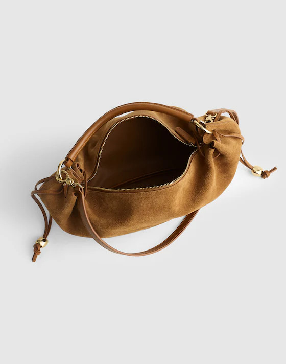 The Camren Gathered Shoulder Bag in Suede | Madewell
