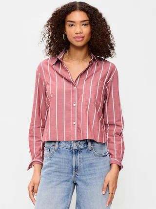 Cropped Button-Down Shirt | Old Navy (US)