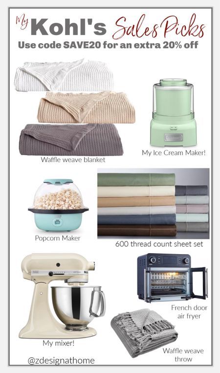 Check out my picks from the @Kohls sale and get an extra 20% off on select products now through 5/12 with code SAVE20!  Lots of great small appliances, bedding, throws & more!  
#kohlspartner #kohlsfinds

Popcorn maker, kitchen aid, ice cream maker, waffle weave blanket, air fryer, 

#LTKSeasonal #LTKHome #LTKSaleAlert