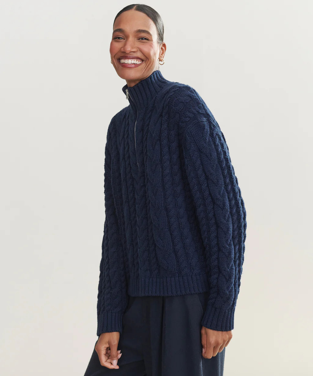 Cotton Cable Half Zip | Jenni Kayne