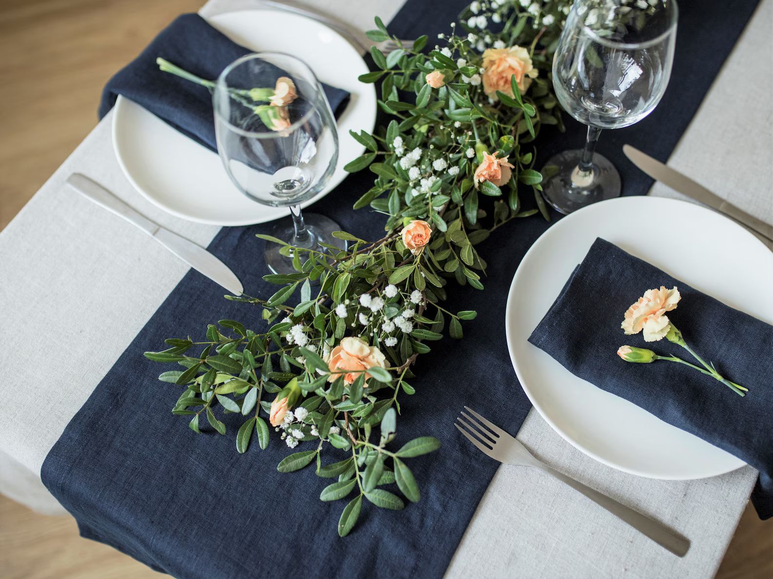 Dark blue wedding table napkins, navy blue linen napkin, dinner linen cloth napkins, linen table ... | Etsy (US)