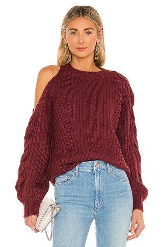 525 Braided Sleeve Cold Shoulder Pullover in Garnet from Revolve.com | Revolve Clothing (Global)