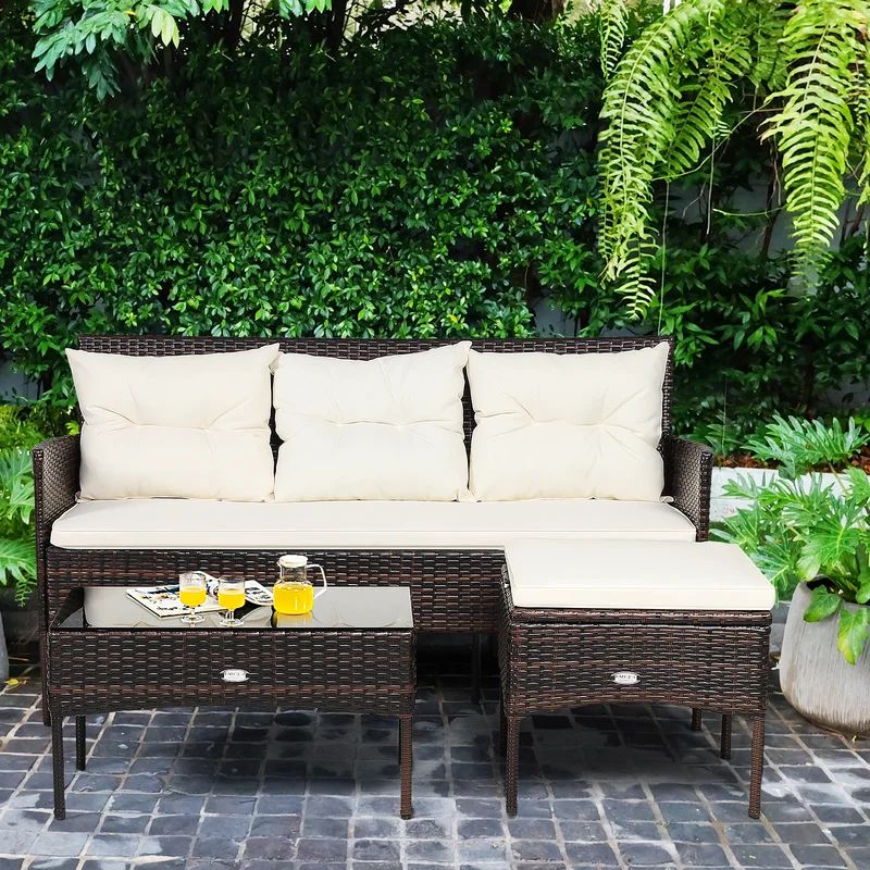 Hersey Polyethylene (PE) Wicker 4 - Person Seating Group with Cushions | Wayfair North America