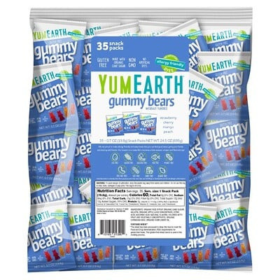 YumEarth, Gummy Bears, Assorted, 35 Snack Packs, 0.7 oz (19.8 g) Each | iHerb