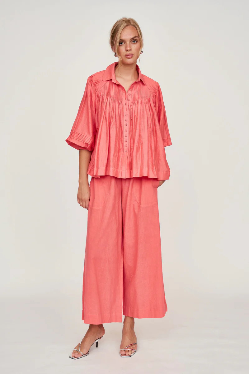 Kerala Blouse in Coral | MIRTH