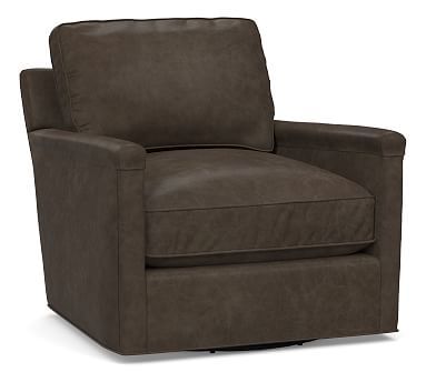 Tyler Square Arm Leather Swivel Armchair | Pottery Barn (US)