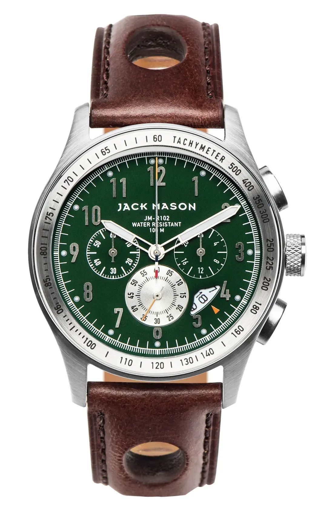 Racing Chronograph Leather Strap Watch, 42mm case | Nordstrom