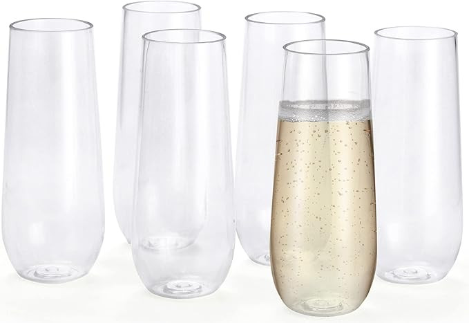 Shatterproof Champagne Flutes (6 Pack), Reusable Plastic Champagne Flutes ( 9 oz), Unbreakable Ch... | Amazon (US)