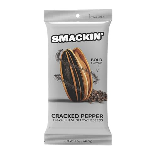 SMACKIN' Sunflower Seeds, Roasted Jumbo Small-Batch, American Made - Cracked Pepper. 1.5oz bags (6 Pack) | Amazon (US)