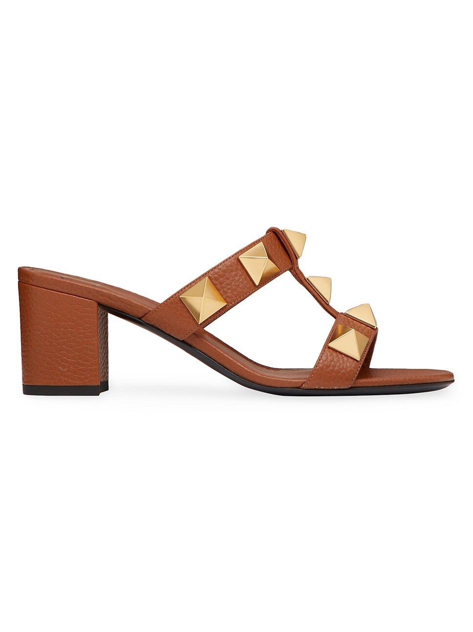 Roman Stud Slide Sandals In Grainy Calfskin | Saks Fifth Avenue