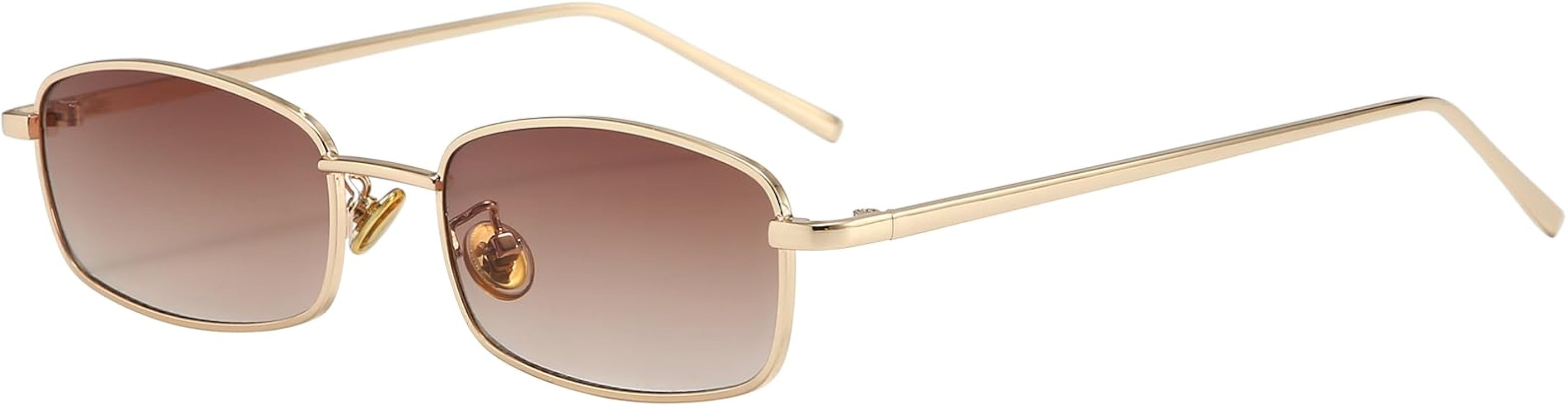 Dollger Retro Rectangle Sunglasses for Women Men Square Narrow Hip Hop Small Frame Sun Glasses | Amazon (US)