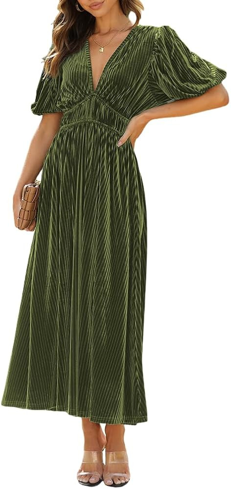 Sissyaki Women's Velvet Dress Formal Dresses for Wedding Guest 2024 Fall Winter Dress | Amazon (US)