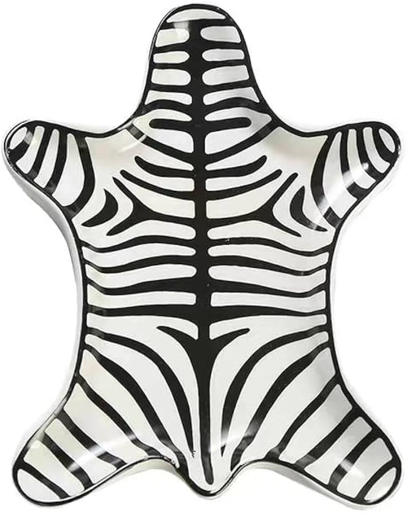 NUYKOUY Zebra Stripe Jewelry Tray Ceramic Dishes Plate Gilded 5.9", Black（Black） | Amazon (US)