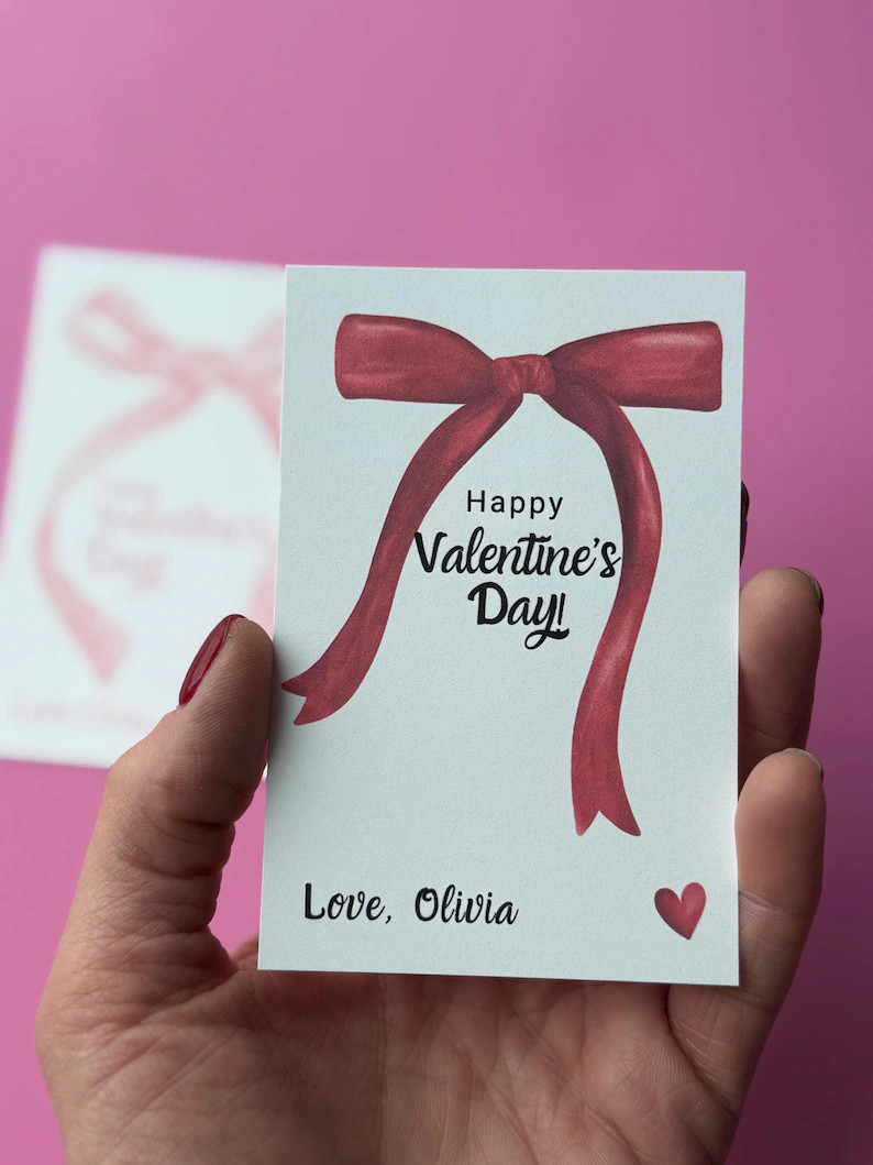 Coquette Bow Valentine's Day Cards for Girls, Valentine Cards for Teens, School Handout for Girls... | Etsy (US)
