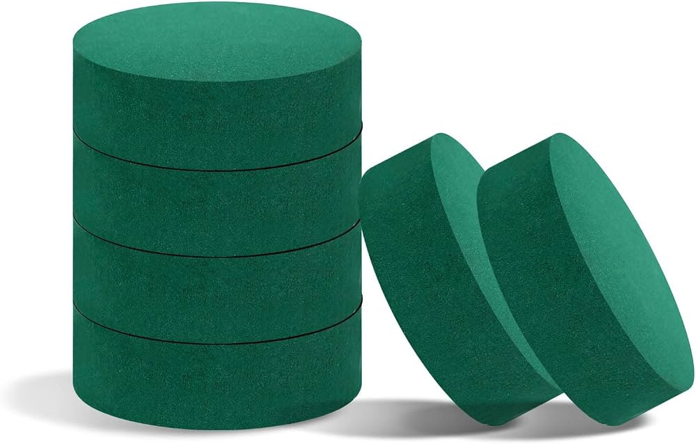 Pack of 6 FLOFARE Round Floral Foam Blocks for Fresh and Artificial Flowers, (6" X 1.5"), Dry & W... | Amazon (US)